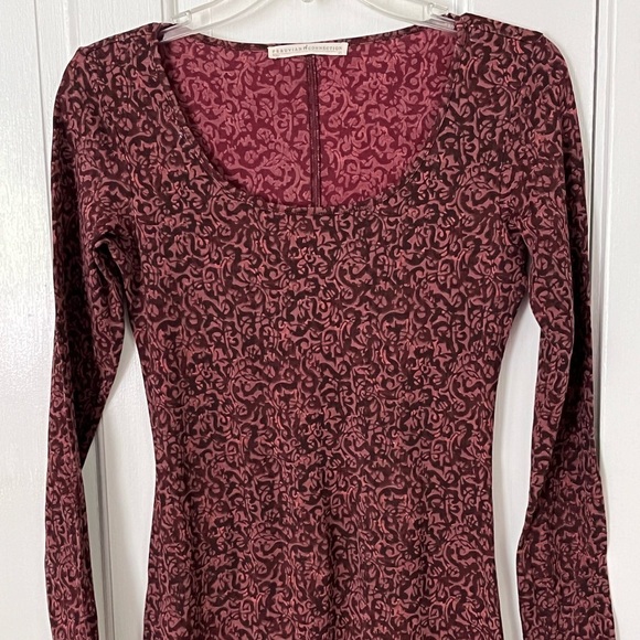 Peruvian Connection Burgundy Moroccan Tile Long Sleeve Maxi Dress Size XS - Picture 3 of 10